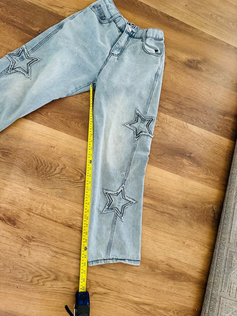 Women’s Light Wash Star Patchwork Boho Festival Denim Jeans - Picture 9 of 11